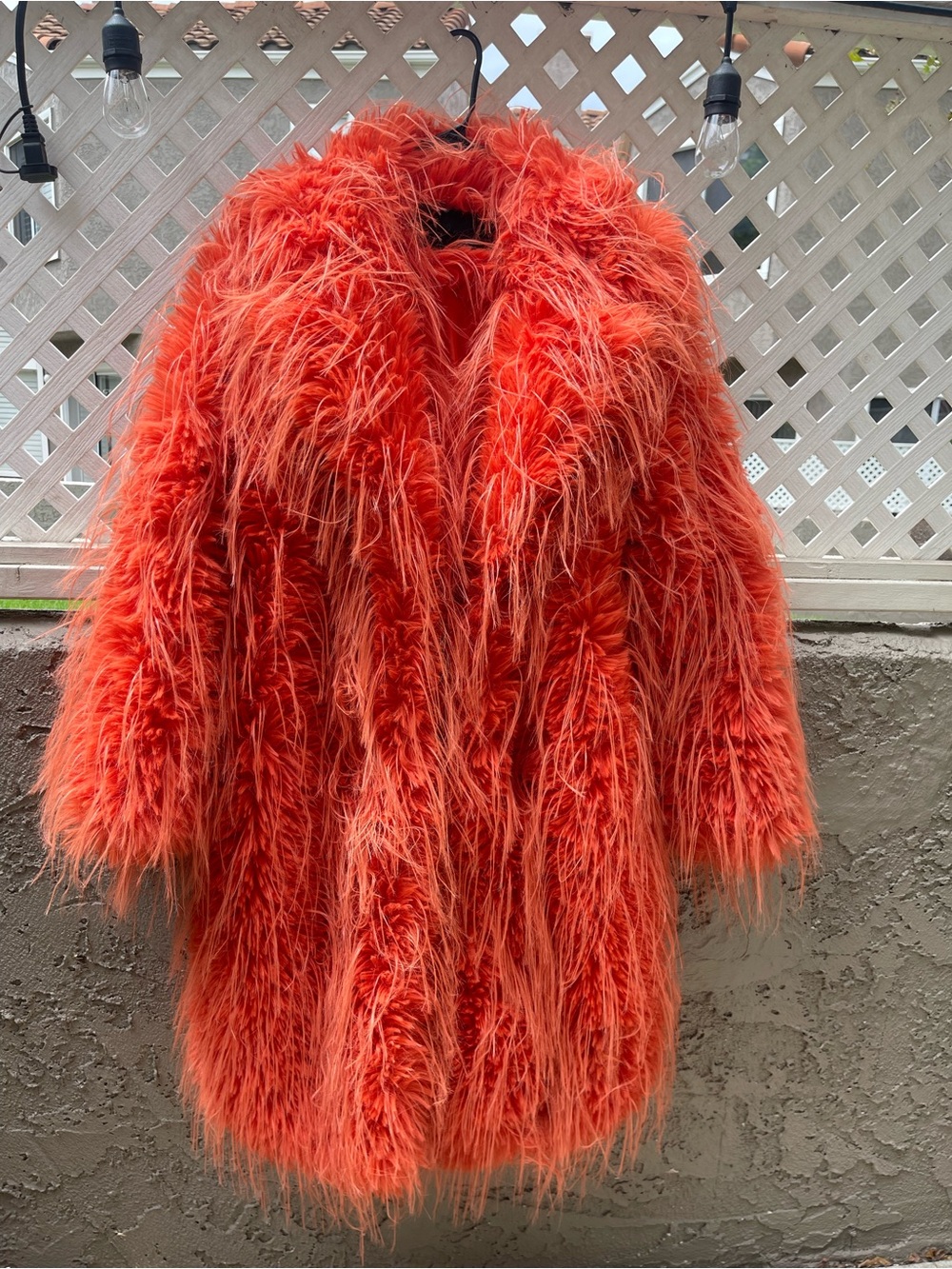 Vibrant Orange Faux Fur Coat - Statement Women’s Jacket